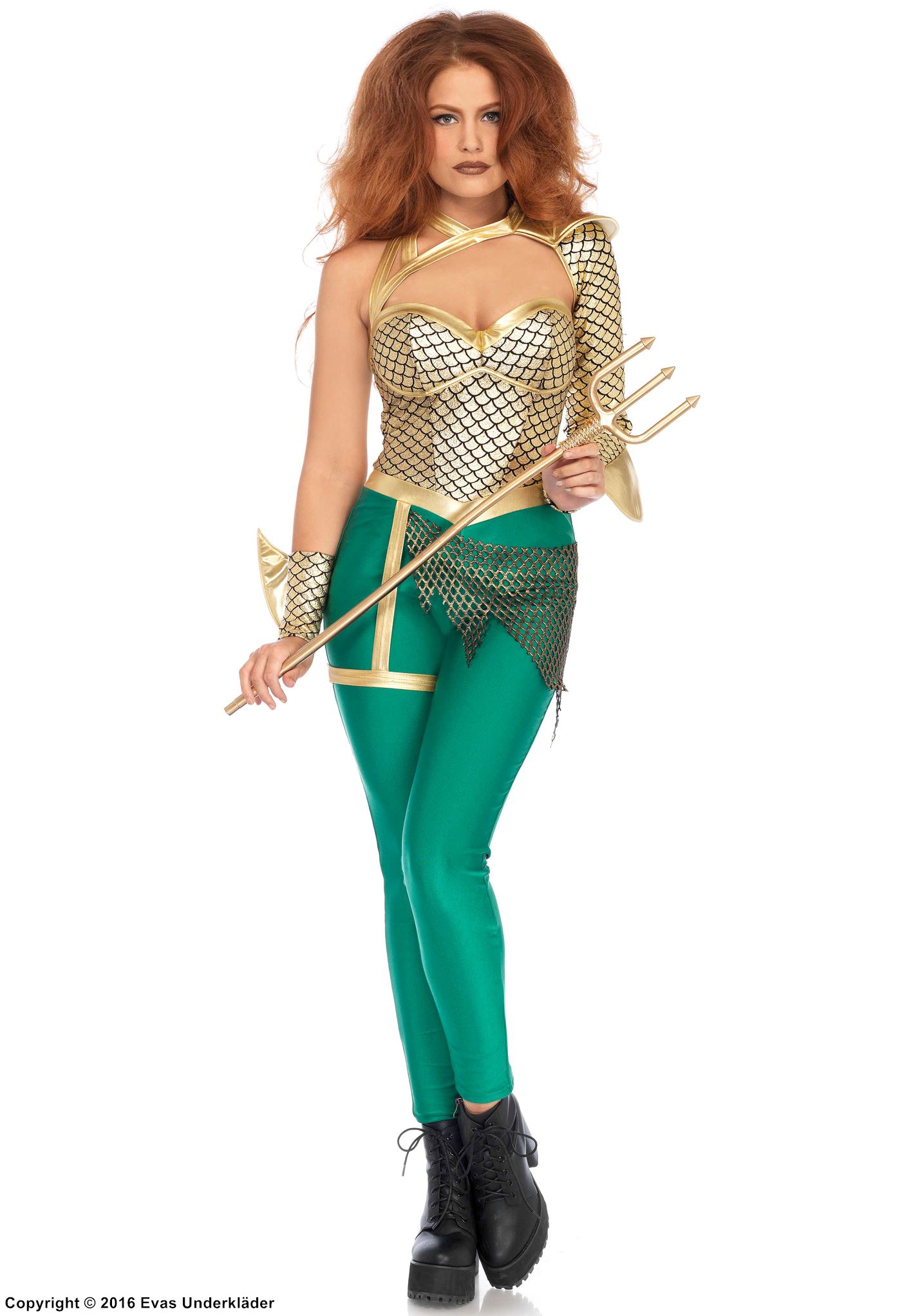 Mermaid warrior, costume catsuit, fin, fish scales
